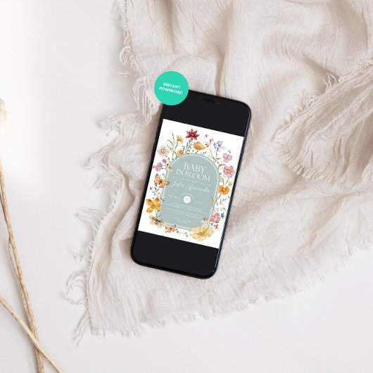 Baby in bloei FLoral esthetisch Baby shower Kaart