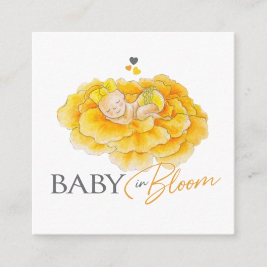 Baby in bloei geel register baby shower kaart (Voorkant)