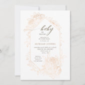 Baby in bloei gouden bloemige Baby shower uitnodig (Voorkant)
