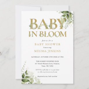 Baby in bloei gouden groen Baby shower Kaart