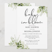 Baby in bloei groen bloemig Baby shower Kaart (Voorkant / Achterkant)