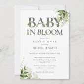Baby in bloei groen bloemig Baby shower Kaart (Voorkant)