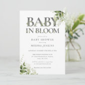Baby in bloei groen bloemig Baby shower Kaart (Staand voorkant)