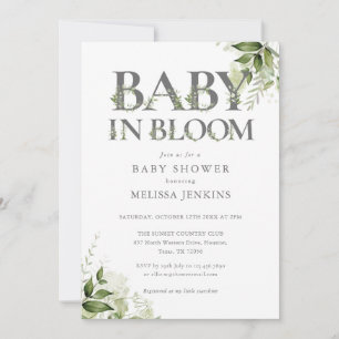 Baby in bloei groen bloemig Baby shower Kaart
