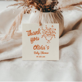 Baby in bloei handgetekende bloemige Baby shower Bedankjes Labels