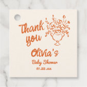 Baby in bloei handgetekende bloemige Baby shower Bedankjes Labels (Voorkant)