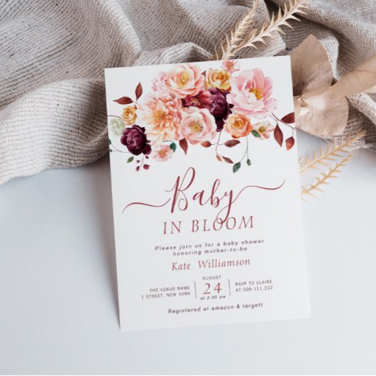 baby in bloei herfst floraal baby shower kaart