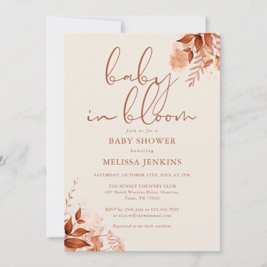 Baby in bloei herfst Herfst Baby shower Kaart (Voorkant)
