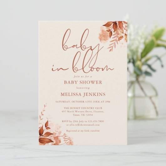 Baby in bloei herfst Herfst Baby shower Kaart (Staand voorkant)