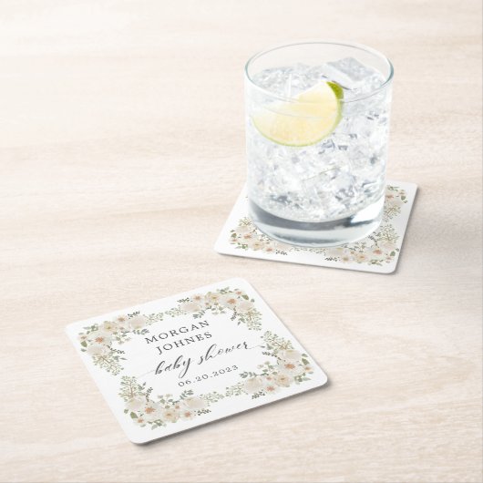 Baby in bloei ivoor Baby shower Kartonnen Onderzetters (Insitu)