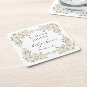 Baby in bloei ivoor Baby shower Kartonnen Onderzetters