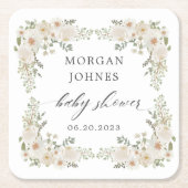 Baby in bloei ivoor Baby shower Kartonnen Onderzetters (Voorkant)