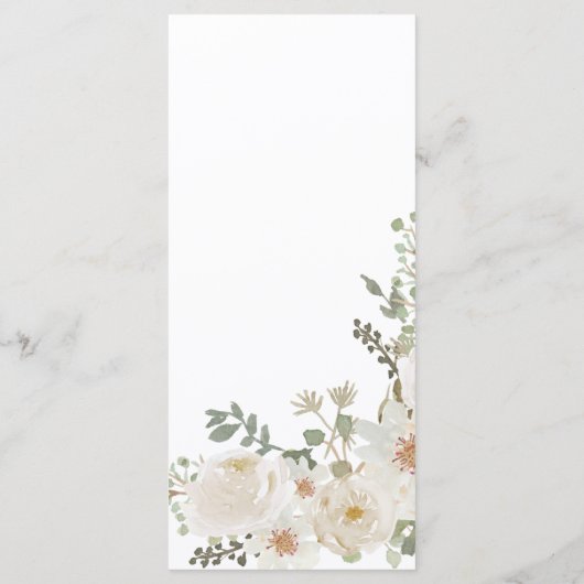 baby in bloei ivoor floraal baby shower menu (Achterkant)