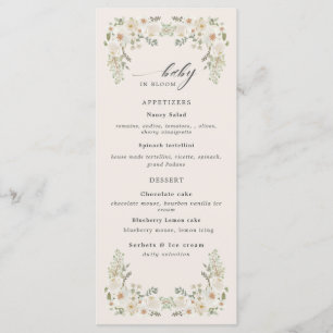 baby in bloei ivoor floraal baby shower menu