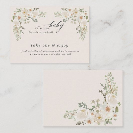 baby in bloei ivoor floreel baby shower informatiekaartje (Voorkant / Achterkant)