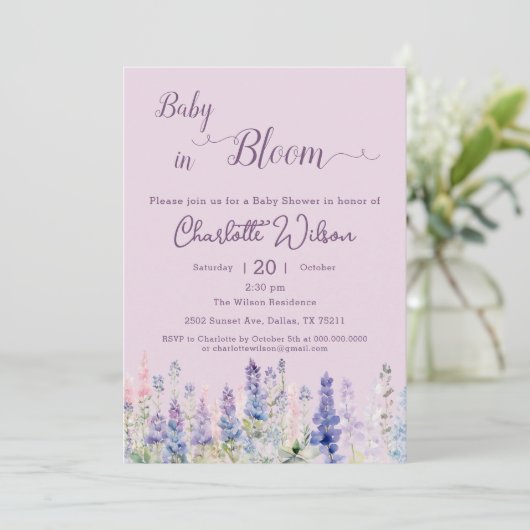 Baby in bloei kleurrijke lupine bloemen Baby showe Kaart (Staand voorkant)