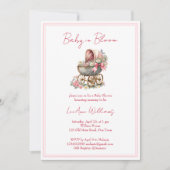 Baby in bloei  koets bloemen baby shower kaart (Voorkant)