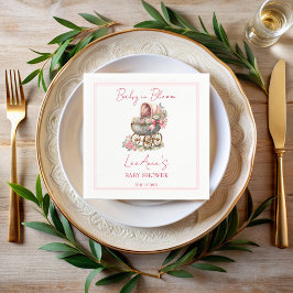 Baby in bloei koets bloemen baby shower servet