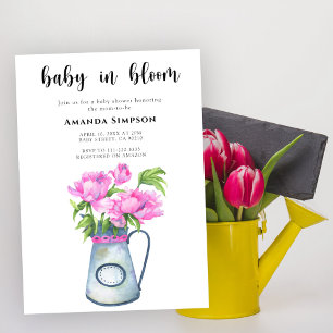 Baby in bloei Kruik van bloemen baby shower Kaart