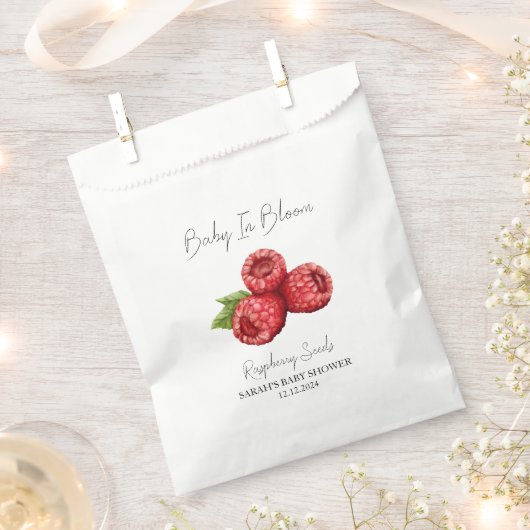 Baby in bloei l frambozenzaden Baby shower Bedankzakje (Geknipt)