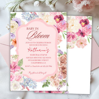 Baby in bloei lente bloemen meisje baby shower kaart