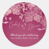 Baby in bloei lente kersenbloesem douche ronde sticker (Voorkant)
