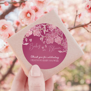 Baby in bloei lente kersenbloesem douche ronde sticker