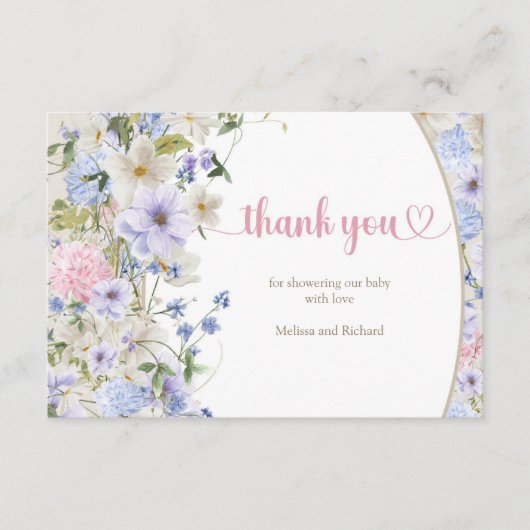 Baby in bloei lente Wildbloemen Rustiek dank u Informatiekaartje (Voorkant)