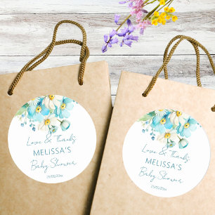 Baby in bloei lente zomer baby shower gunst ronde sticker
