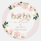 Baby in bloei meisje baby shower elegant ronde sticker (Voorkant)
