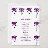 Baby in bloei meisje Baby shower Paarse Roos 2024 Kaart (Voorkant)