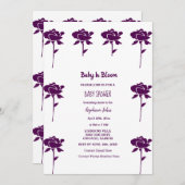 Baby in bloei meisje Baby shower Paarse Roos 2024 Kaart (Voorkant / Achterkant)