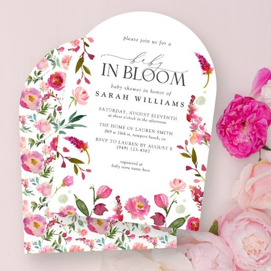 Baby in bloei meisje roze Waterverf bloemendouche Kaart