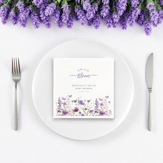 Baby in bloei modern waterverf baby shower servet