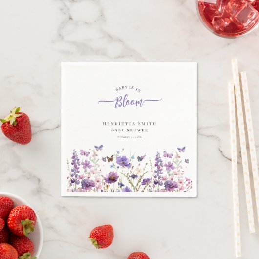 Baby in bloei modern waterverf baby shower servet (Insitu)