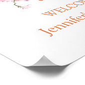 baby in bloei oranje botanische baby shower welkom poster (Hoek)