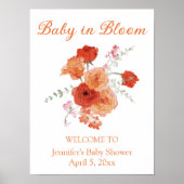 baby in bloei oranje botanische baby shower welkom poster (Voorkant)