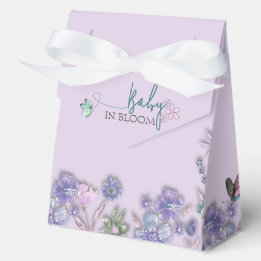 Baby in bloei Paarse bloemen Baby shower partij Bedankdoosjes