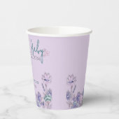 Baby in bloei Paarse bloemen Baby shower partij Papieren Bekers (Links)