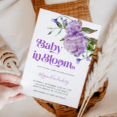 Baby in bloei Paarse bloemenuitnodiging Kaart