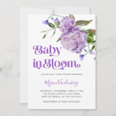 Baby in bloei Paarse bloemenuitnodiging Kaart (Voorkant)