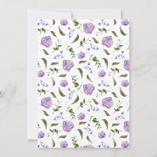 Baby in bloei Paarse bloemenuitnodiging Kaart (Achterkant)