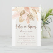 Baby in bloei pampas boho baby shower Uitnodiging (Staand voorkant)