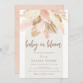 Baby in bloei pampas boho baby shower Uitnodiging (Voorkant / Achterkant)