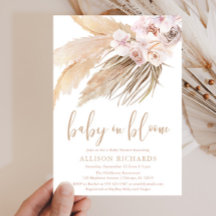 Baby in bloei pampasgras boho meisje babyshower