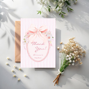 Baby in bloei retro preppy strik baby shower bedankkaart