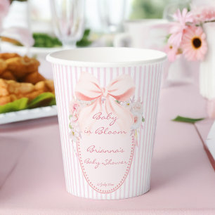 Baby in bloei retro preppy strik baby shower papieren bekers