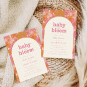 Baby in bloei Retro roze bloemboog | Kaart
