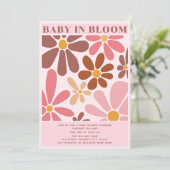 Baby in bloei retro terracotta roze bloemig kaart (Staand voorkant)