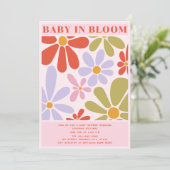 Baby in bloei retro  veelkleurig bloemig kaart (Staand voorkant)